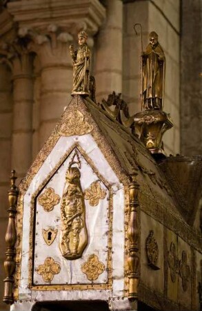 Frankreich. Auvergne. Allier. Ebreuil. Eglise Saint Leger. Schrein des Heiligen Leodegar. 16 Jahrhundert. Versilbertes kupfer