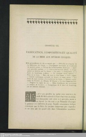 Chapitre VII. Fabrication, Composition Et Qualité De La Bière Aux Diverses Èpoques