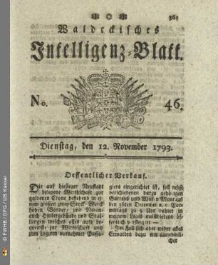 No. 46. Dienstag, den 12. November 1793