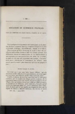 Situation du commerce francais