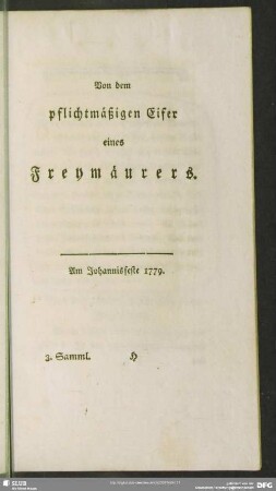 Von dem pflichtmäßigen Eifer eines Freymäurers