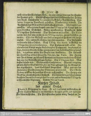 Kurtzer Inhalt des andern Buchs