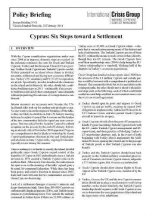 Cyprus: six steps toward a settlement