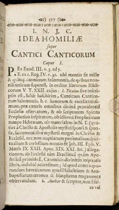 Idea Homiliæ super Cantici Canticorum.