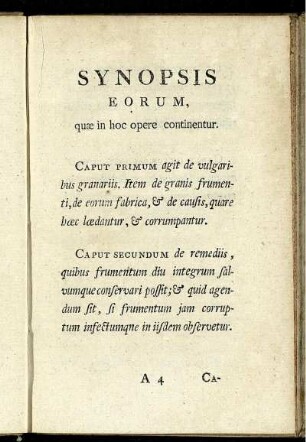 Synopsis Eorum quae in hoc opere continentur.