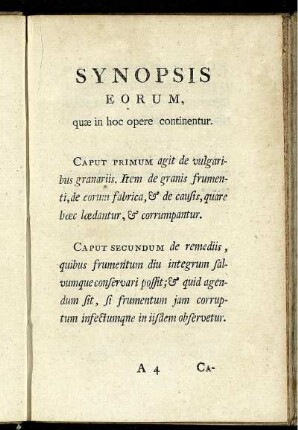 Synopsis Eorum quae in hoc opere continentur.