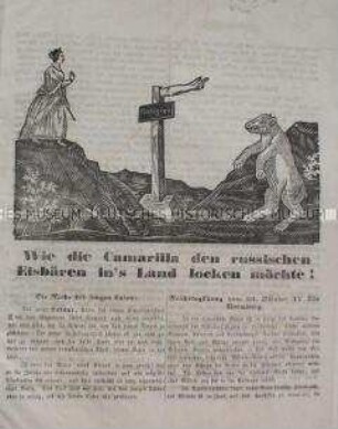 Österreichische illustrierte Flugschrift über revolutionäre Ereignisse in Ungarn und Tschechien