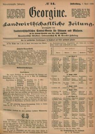 Achtundsechzigster Jahrgang. No. 14. Insterburg, 5. April 1900.