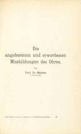 Die angeborenen und erworbenen Missbildungen des Ohres