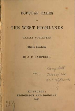 Popular tales of the West Highlands, 1