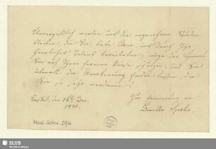 294: Brief von Dorette Spohr an Clara Schumann - Mus.Schu.294