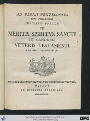 Ad Ferias Pentecostes Rite Celebrandas Invitatio Publica. De Meritis Spiritus Sancti In Canonem Veteris Testamenti Non Nihil Praemittitur