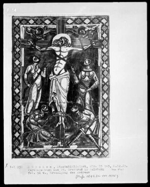 Perikopenbuch aus dem Benediktinerinnenkloster Sankt Erentrud auf dem Nonnberg — Kreuzigung des heiligen Andreas, Folio 94verso
