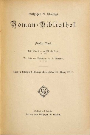 Velhagen & Klasings Roman-Bibliothek. 5. 1894/95