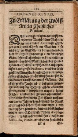 Urbanus Regius. In Erklärung der zwölff Artickel Christliches Glaubens