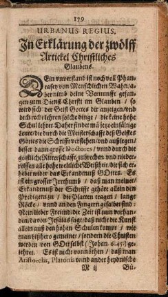 Urbanus Regius. In Erklärung der zwölff Artickel Christliches Glaubens