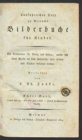 Bd. 8: Welcher Taf. 51 - 100 oder Heft LXXI - LXXX des Bilderbuchs begreift