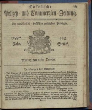 44tes Stueck, Montag den 28ten October 1799