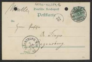 Brief von Karl Müller an Jakob Singer