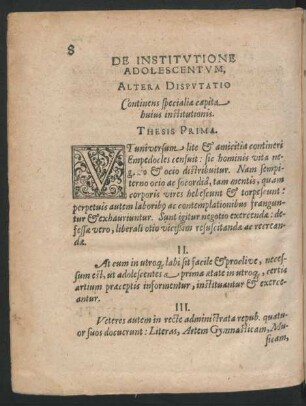 De Institutione Adolescentum, Altera Dipsutatio