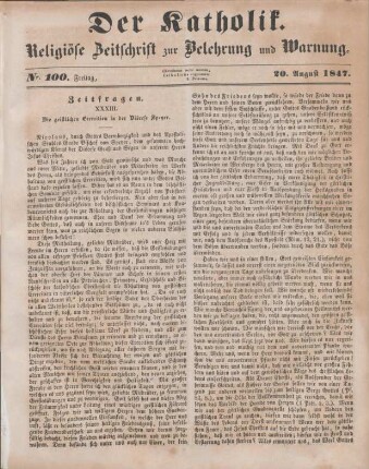 405-408 Zeitfragen : XXXIII. Die geistlichen Exercitien in der Diöcese Speyer