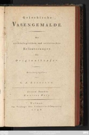 Bd. 1, H. 2: Griechische Vasengemälde : Mit archäologischen und artistischen Erläuterungen der Originalkupfer