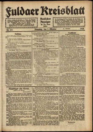 Ausgabe vom Dienstag, den 07. Oktober 1919.