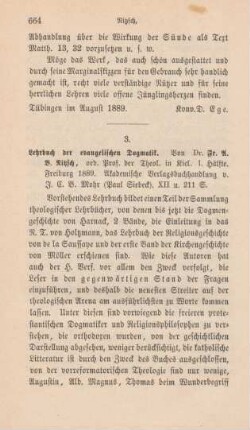 664-667 [Rezension] Nitzsch, Friedrich August Berthold, Lehrbuch der evangelischen Dogmatik