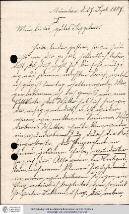 Brief vom 27.09.1907