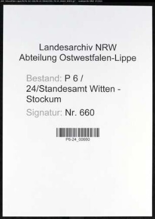 Heiratsregister Standesamt Witten-Stockum