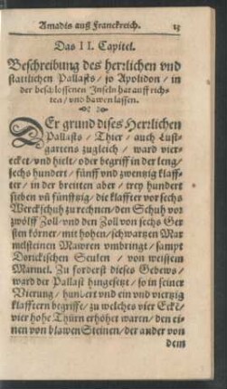 Das II. Capitel. Beschreibung des herrlichen und stattlichen Pallasts ...