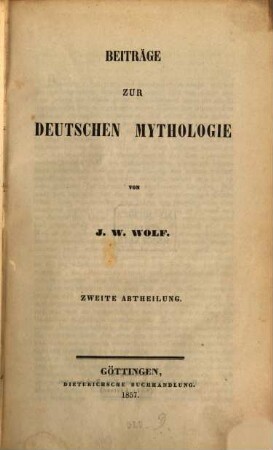 Beiträge zur deutschen Mythologie, II