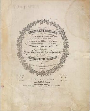 Frühlingsliebe : Gedichte von R. E. Prutz : für eine Singstimme mit Begl. des Pianoforte : op. 14, 4. Scheiden im Frühling. - Pl.Nr. 8121(4). - 3 S.