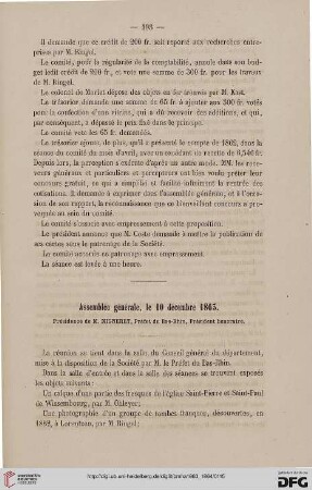 Assemblée générale, le 10 décembre 1863