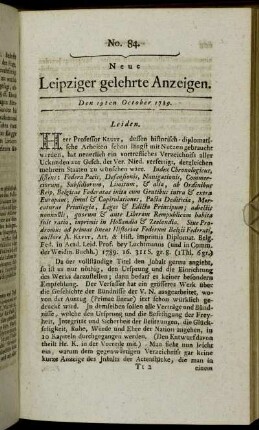 No. 84. Den 19ten October 1789.