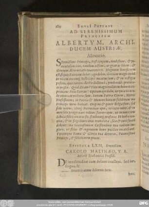 Epistola LXII. Bruxellam. Carolo Malinaeo, V. A. Aerarii Brabantici Praesidi.