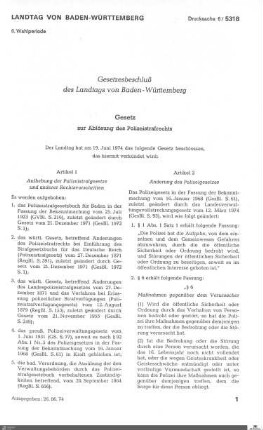 Gesetz zur Ablösung des Polizeistrafrechts