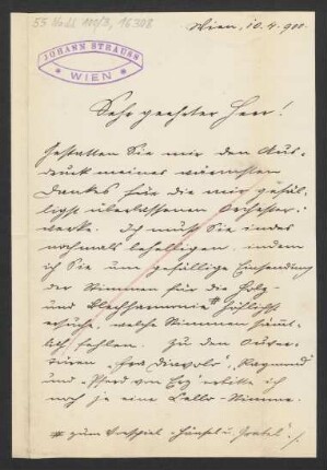 Brief an B. Schott's Söhne : 10.04.1900