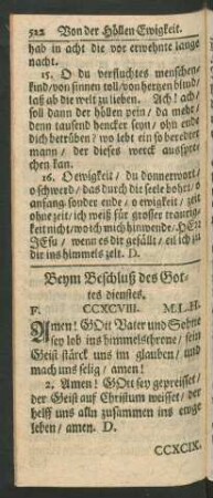 Beym Beschluß des Gottes dienstes.