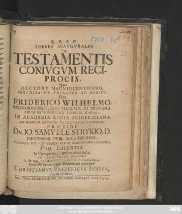 Theses Inavgvrales De Testamentis Conivgvm Reciprocis