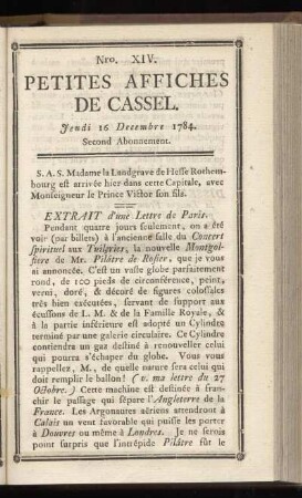 No XIV (Jeudi 16 Decembre 1784)