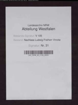 Briefe der ersten Gattin Eleonore Vincke geb. von Syberg (insgsamt 697 Briefe 1809-1826)
