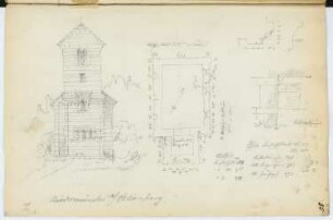 Niedermünster, Sankt Nabor: Grundriss, Ansicht, Details (aus: Skizzen- und Fotoalbum 6)