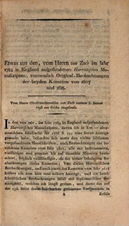 Sammlung astronomischer Abhandlungen, Beobachtungen und Nachrichten. 1. 1793