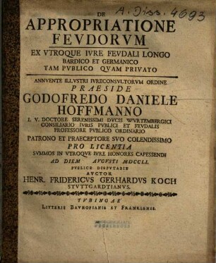 De Appropriatione Fevdorvm : Ex Vtroque Ivre Fevdali Longo Bardico Et Germanico Tam Pvblico Qvam Privato