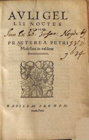 Auli Gellii noctes Atticae : praeterae Petri Mosellani in easdem annotationes