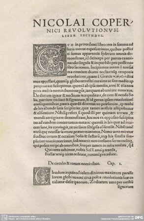 Nicolai Copernici Revolutionum Liber Secundus.