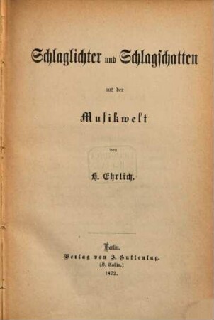 Schlaglichter und Schlagschatten aus der Musikwelt