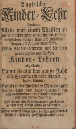 Englische Kinder-Lehr.