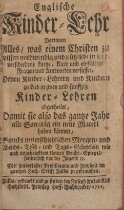 Englische Kinder-Lehr.